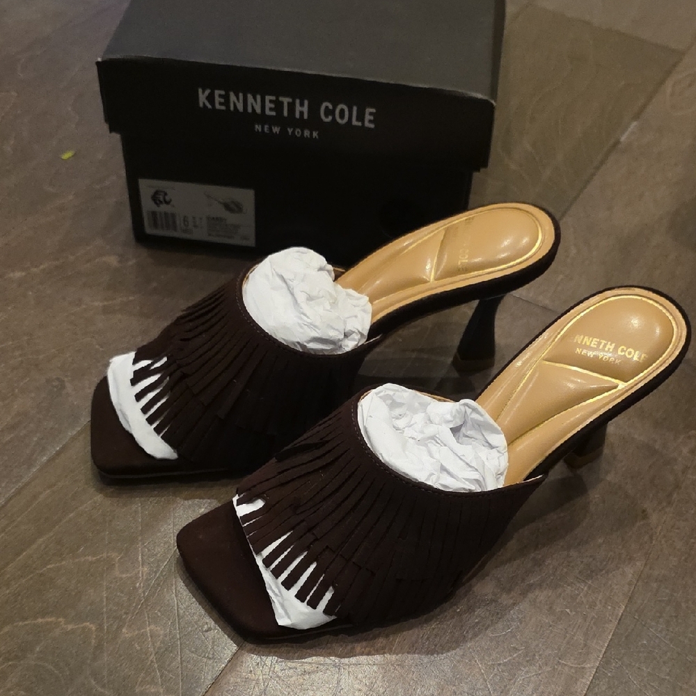 Kenneth Cole Dark Brown Fringe Heels